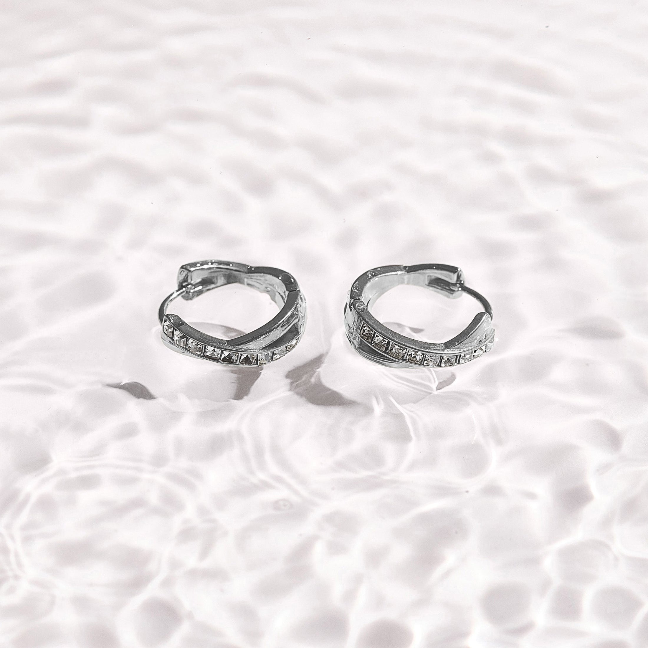 Crystal Twist Hoop Earrings