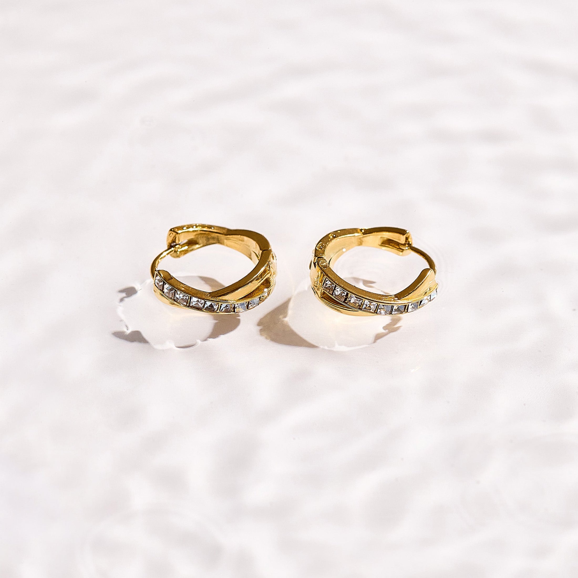 Crystal Twist Hoop Earrings