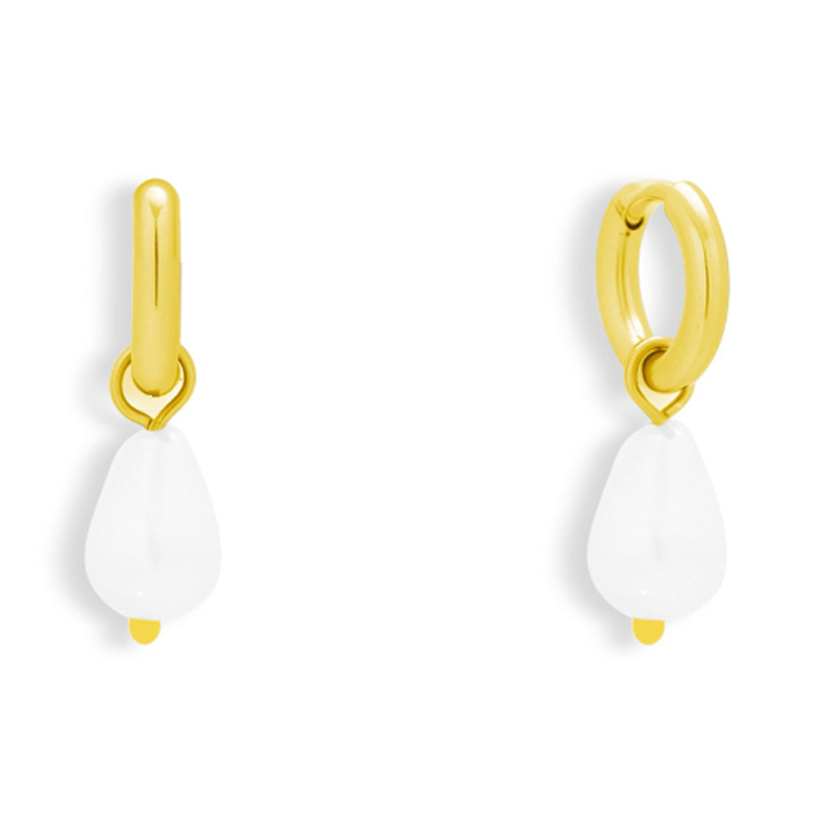 Pearl Drop Charm Hoop Earrings