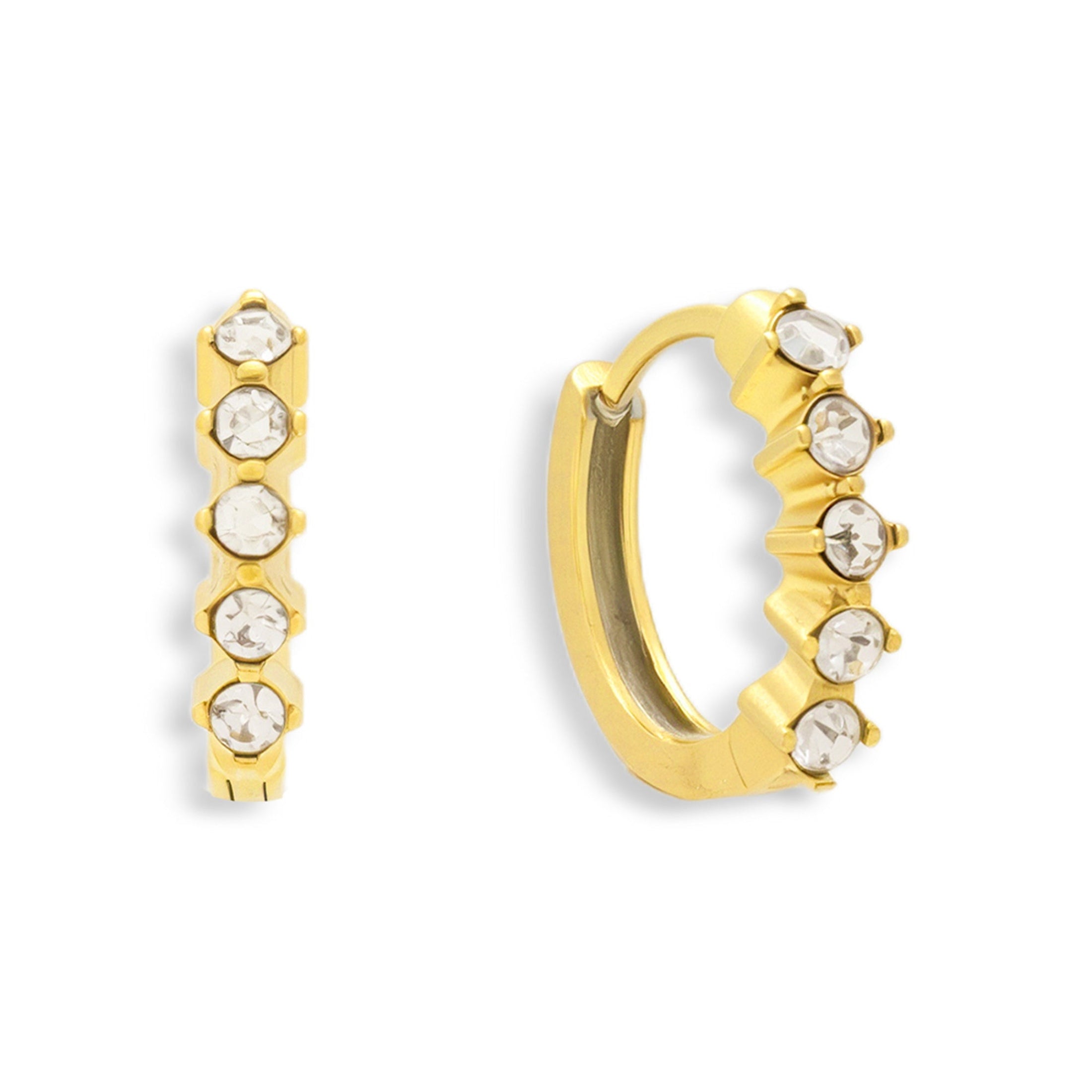 Crystal Row Huggie Hoop Earrings - EVRYJEWELS